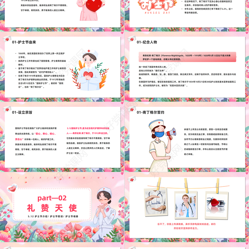 2023最美天使护士节PPT清新风感恩有你最美天使护士节知识宣讲课件模板