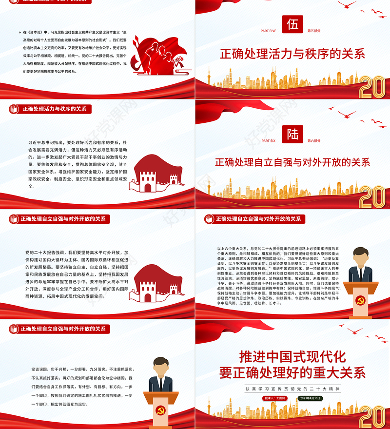2023推进中国式现代化要正确处理好的重大关系PPT党建风认真学习宣传贯彻党的二十大精神专题党课课件