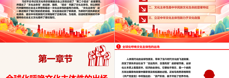 提升全球化时代的中华文化主体性ppt大气党政深入学习贯彻习近平新时代文化思想党组织党群党员学习党课课件