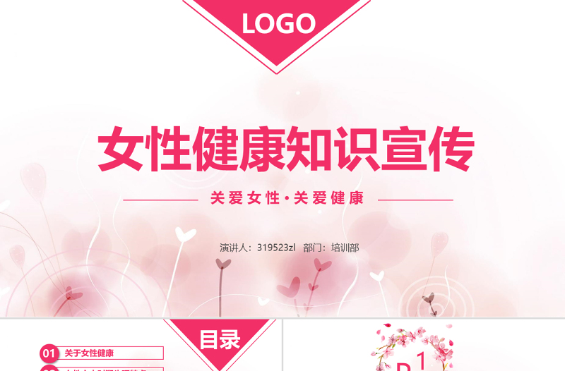 原创整形美容医院关爱女性健康知识讲座PPT模板