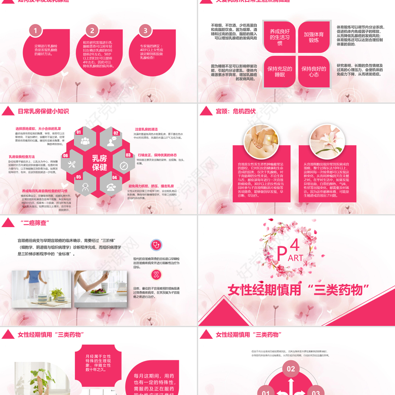 原创整形美容医院关爱女性健康知识讲座PPT模板