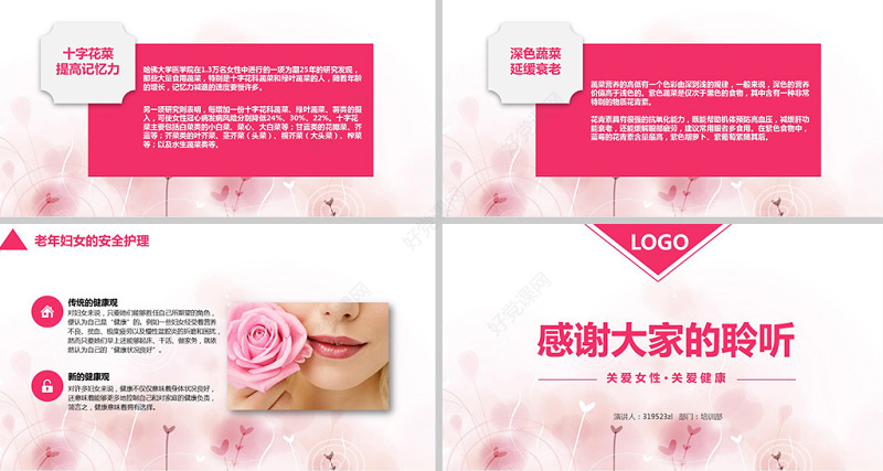 原创整形美容医院关爱女性健康知识讲座PPT模板