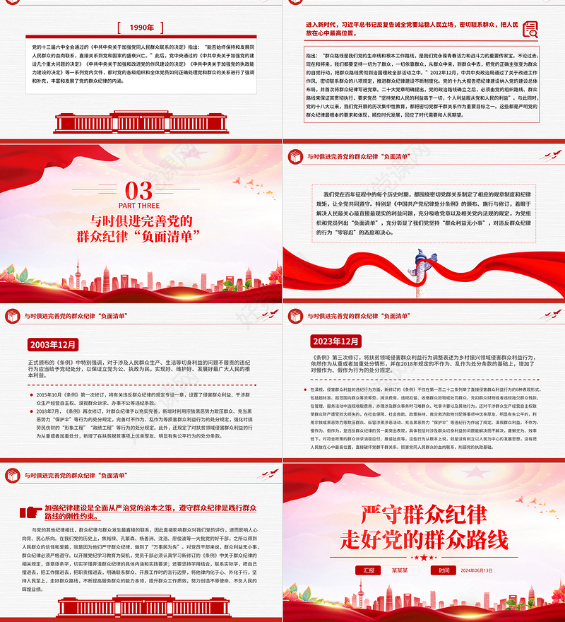 2024严守群众纪律走好党的群众路线PPT党政风六大纪律党纪学习党课
