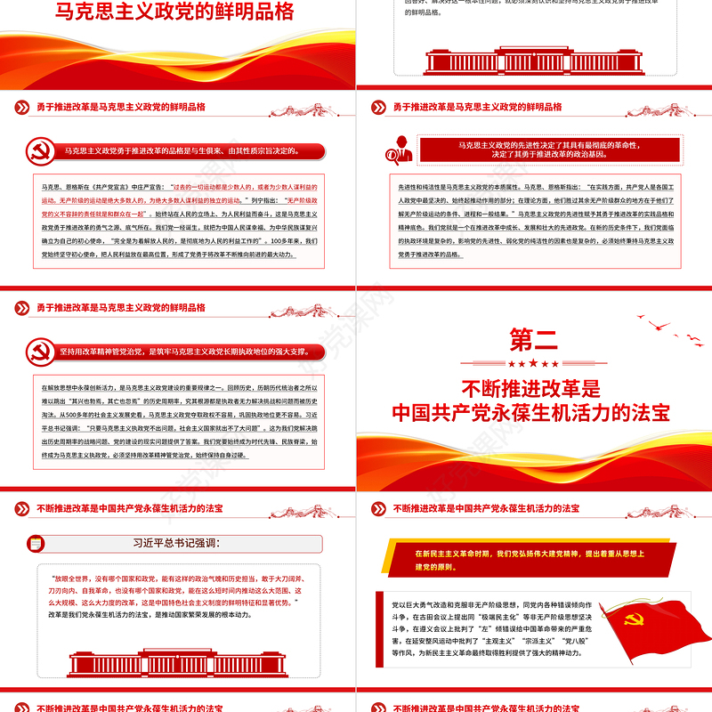 红色简洁风2024年建设更加坚强有力的马克思主义政党PPT党课