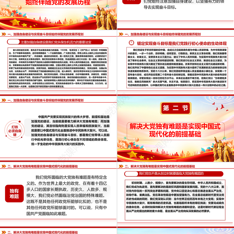 深入学习解决大党独有难题与推进中国式现代化的内在ppt精美党政在实现中华民族伟大复兴的进程中协同推进互相印证党组织专题党课教育课件