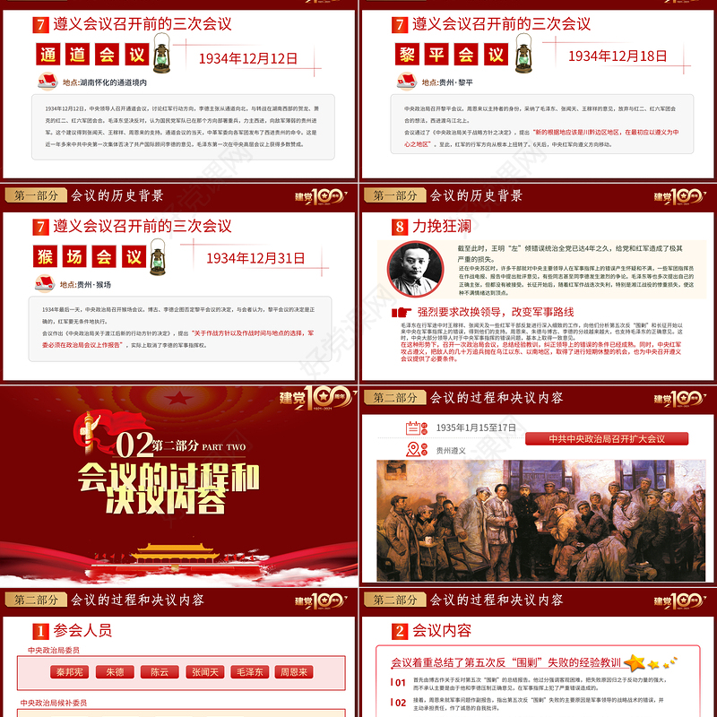 2021学习遵义会议精神专题党课PPT热烈庆祝中国共产党建党100周年