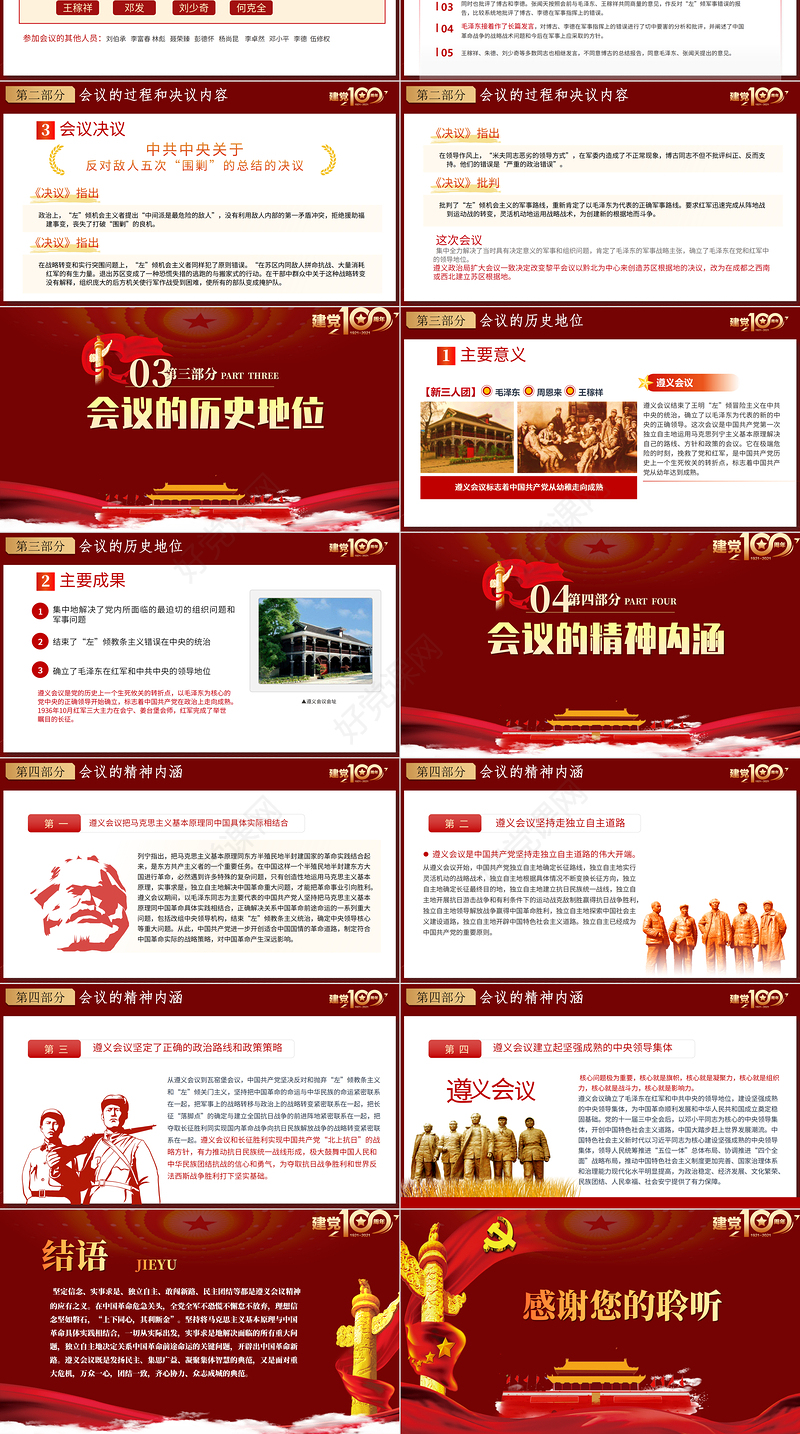 2021学习遵义会议精神专题党课PPT热烈庆祝中国共产党建党100周年