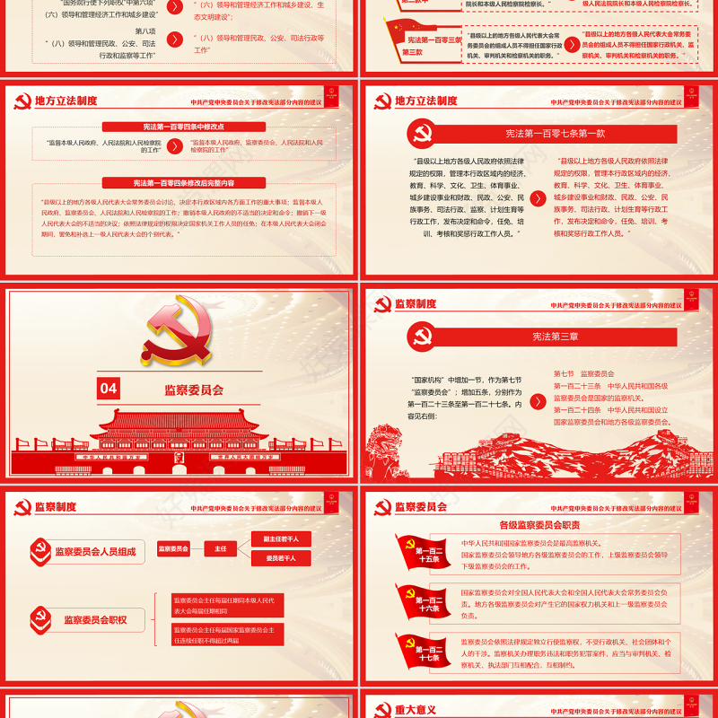 十九届二中全会中共中央宪法修改建议学习红色中国风党建党课PPT模板