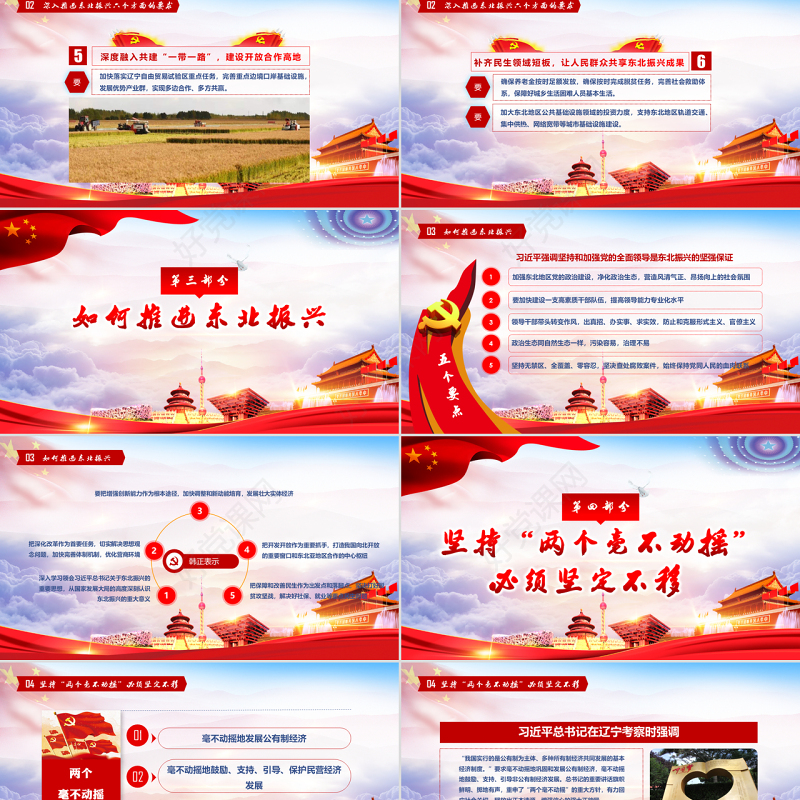 东北振兴党政红色热点党课党建PPT模板