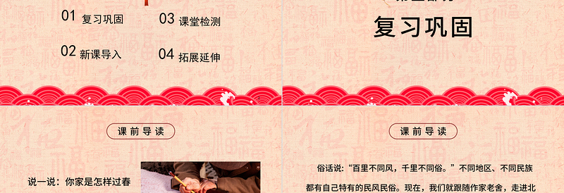 2021小学语文《北京的春节》PPT部编版六年级语文下册课件模板