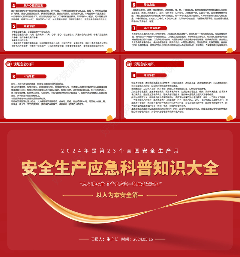 2024安全生产应急科普知识大全PPT大气实用以人为本安全第—安全科普课件