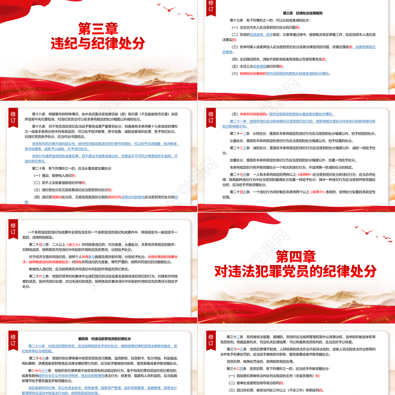红色简洁PPT中国共产党纪律处分条例（2023年新旧对照版）党课课件