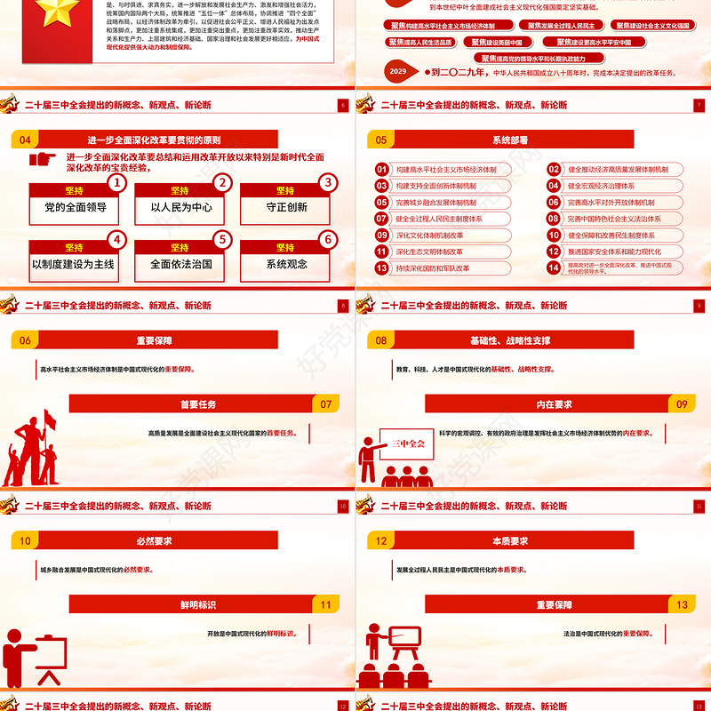 红色精美二十届三中全会提出的新概念新观点新论断PPT党课课件下载