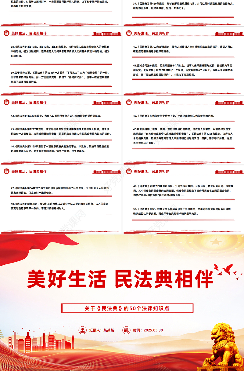 2025民法典宣传月PPT关于《民法典》的50个法律知识点课件