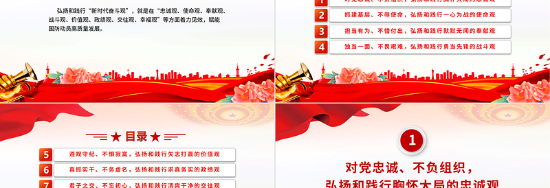 新时代奋斗观PPT红色简洁凝聚起新征程奋斗强军的磅礴力量课件