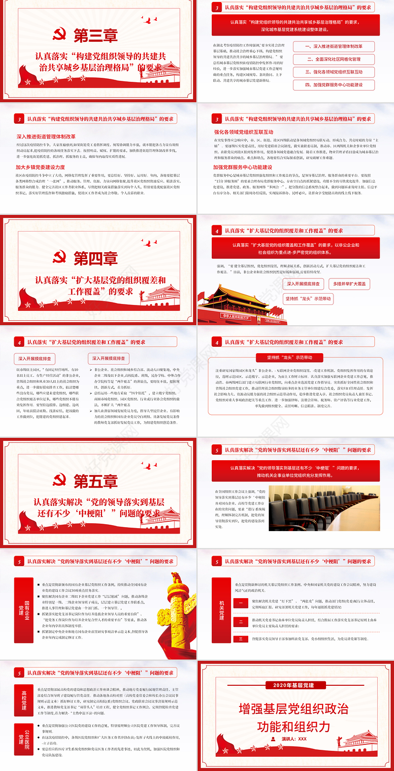 2020年基层党建增强基层党组织政治功能和组织力PPT模板