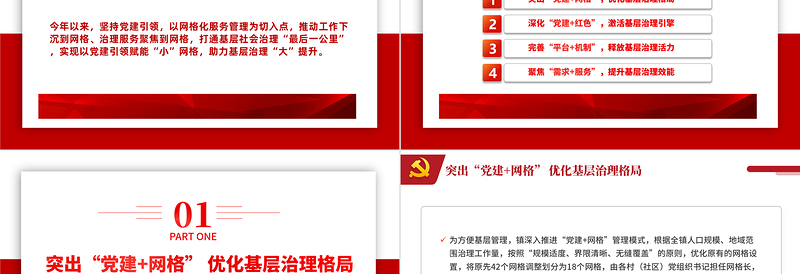 2023党建引领网格化管理推动基层社会治理红色精美党建引领赋能小网格助力基层治理大提升工作汇报模板