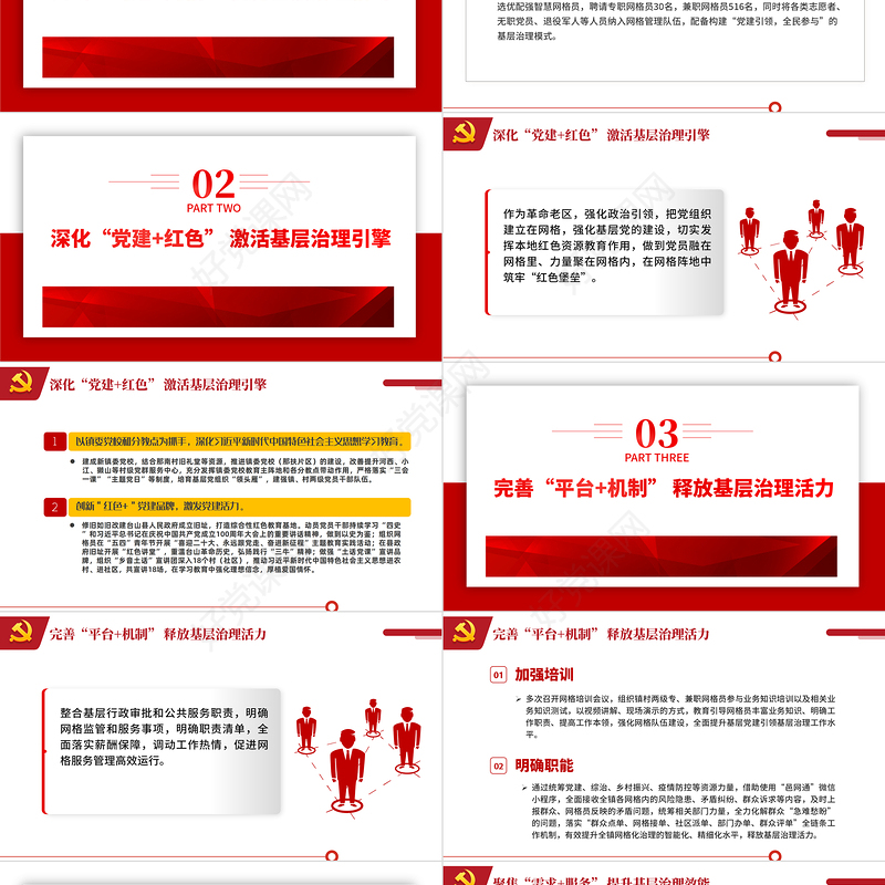 2023党建引领网格化管理推动基层社会治理红色精美党建引领赋能小网格助力基层治理大提升工作汇报模板
