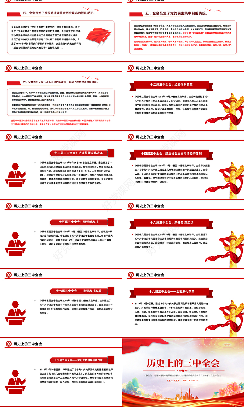 精美大气历史上的三中全会党史学习教育PPT党课课件