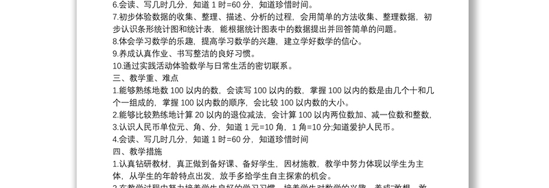 教学工作计划小学数学4篇