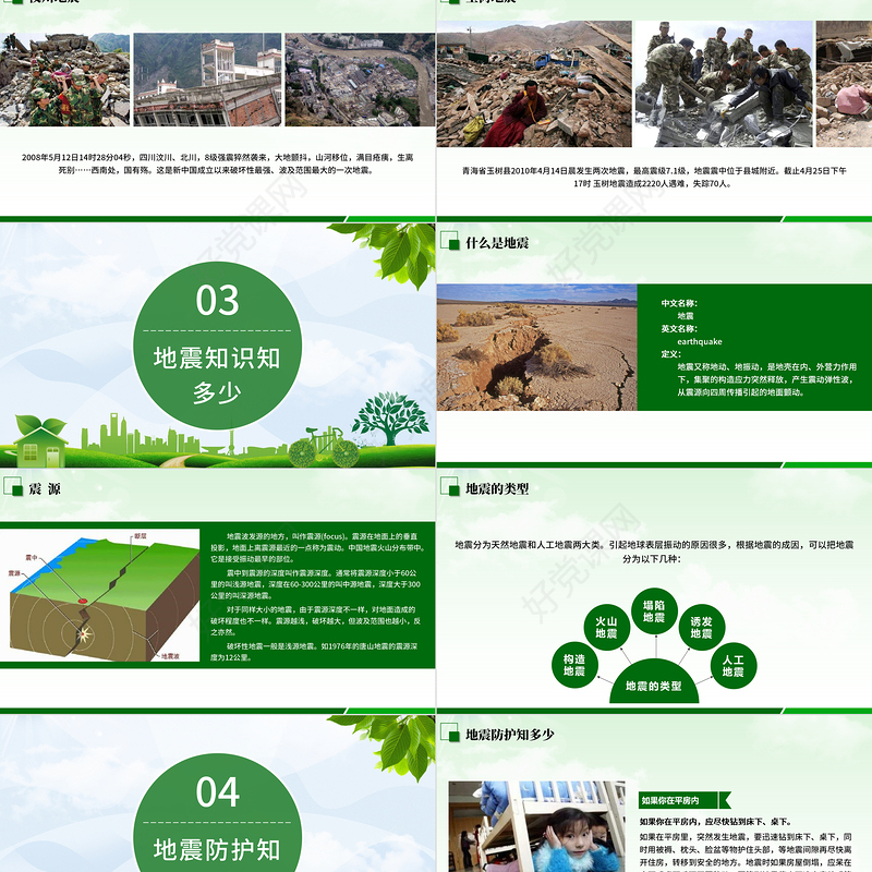 2021防灾减灾中小学生地震知识主题教育班会PPT模板