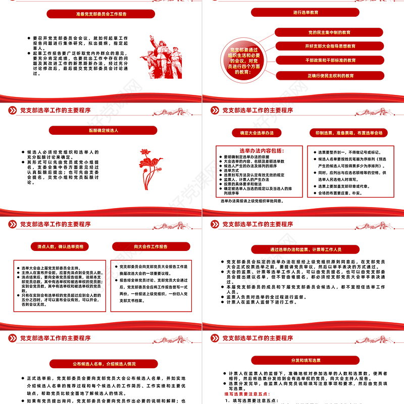 基层党组织选举工作PPT大气党政风党内政治活动定期进行换届选举课件下载