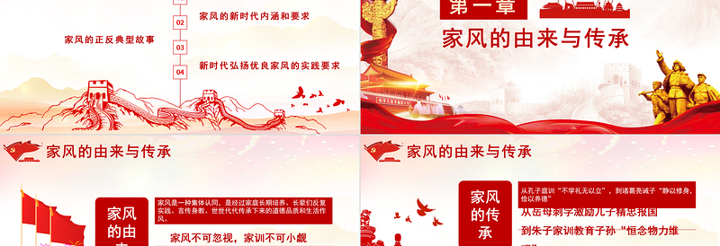 家风PPT红色简洁以清廉家风涵养清风正气党支部党委党组织廉政教育党课授课辅导