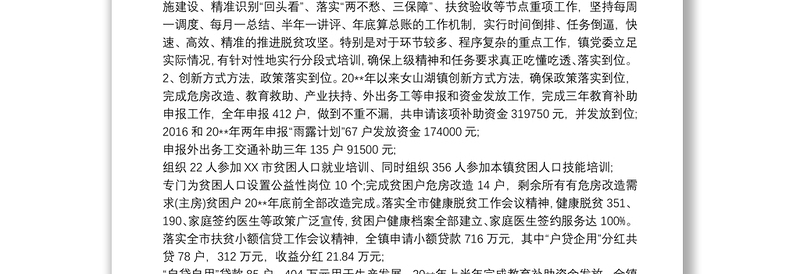 乡镇履行脱贫攻坚工作主体责任情况报告