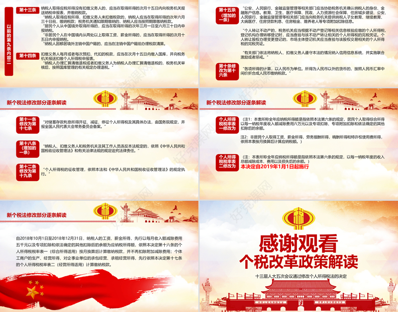 原创新个人所得税改革政策解读税法PPT模板