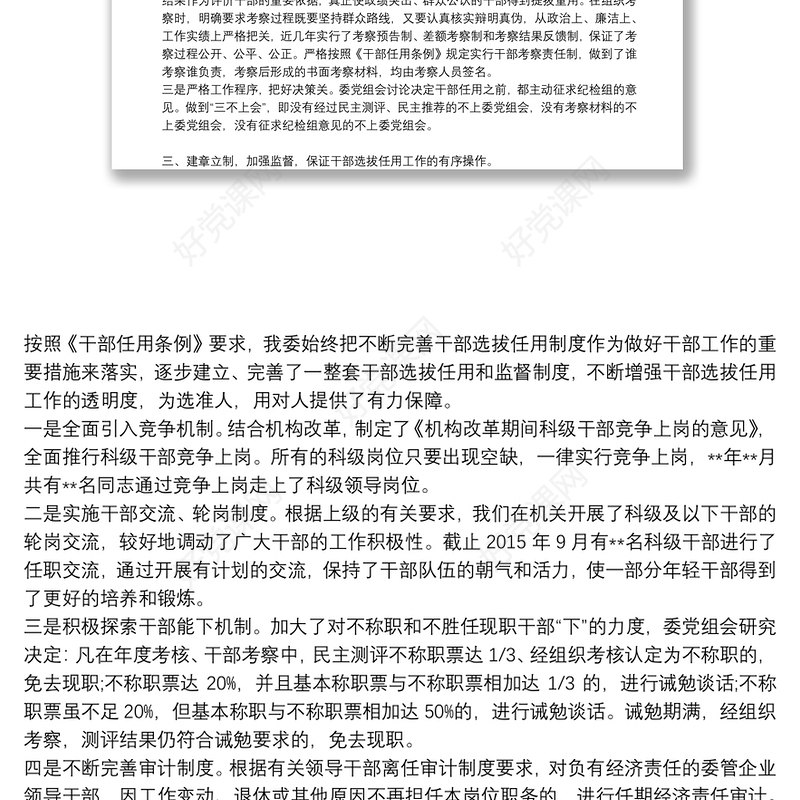 选人用人专项检查整改报告20篇