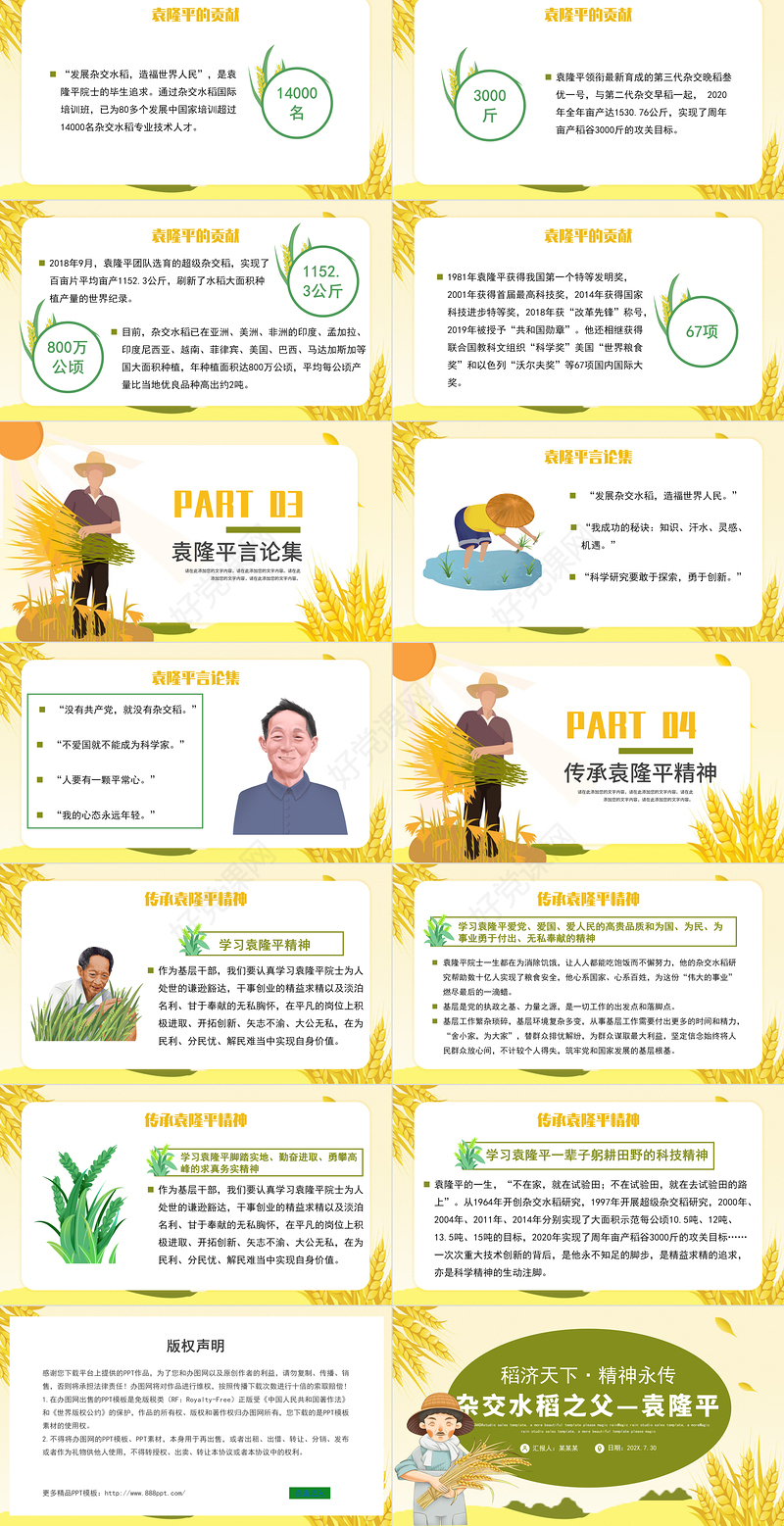 2021济天下精神永传传承杂交水稻之父—袁隆平精神小学卡通专题