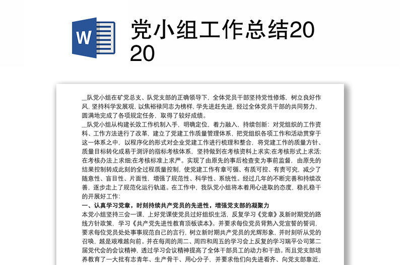 党小组工作总结2020