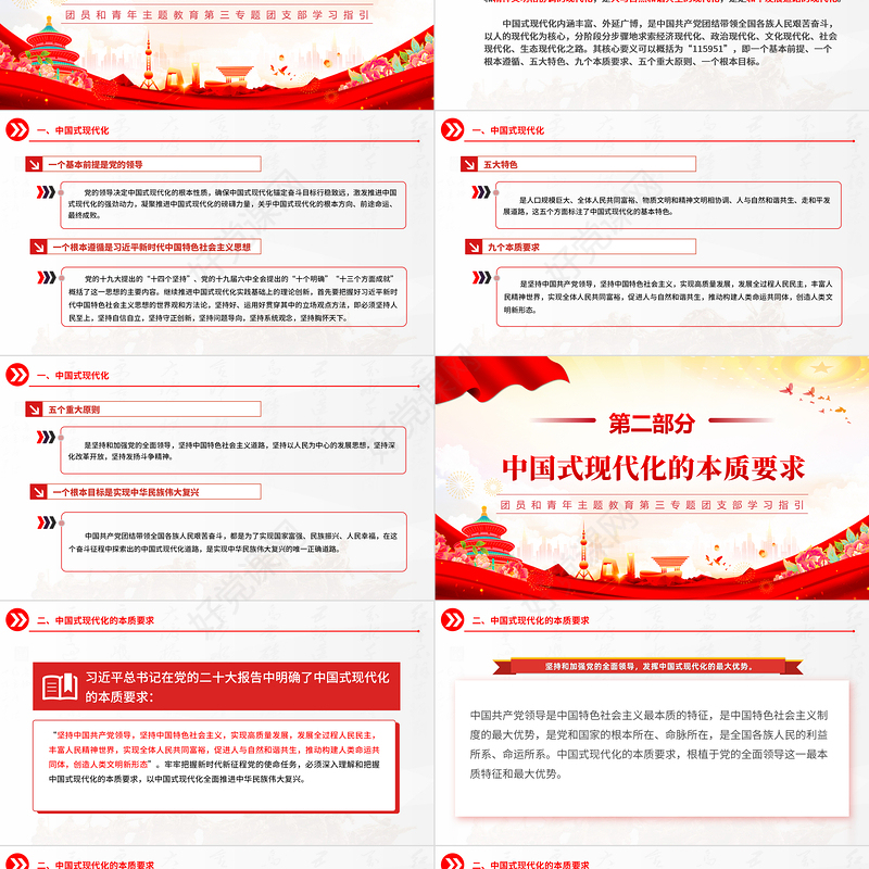 2023强国复兴主题团课PPT简洁风团员和青年主题教育4+1专题理论学习团课下载