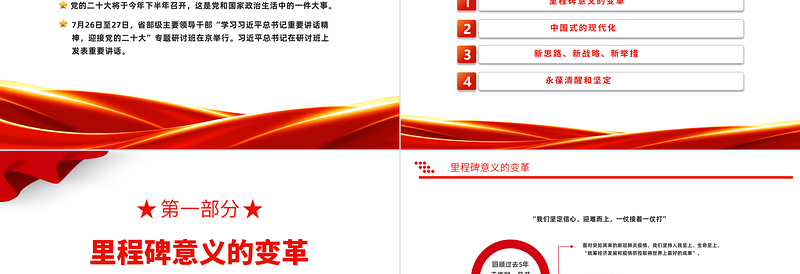 2022凝心聚力谋发展奋发有为迎盛会PPT红色党政风省部级干部专题研讨班上的重要信息和新提法专题党建党课课件模板下载