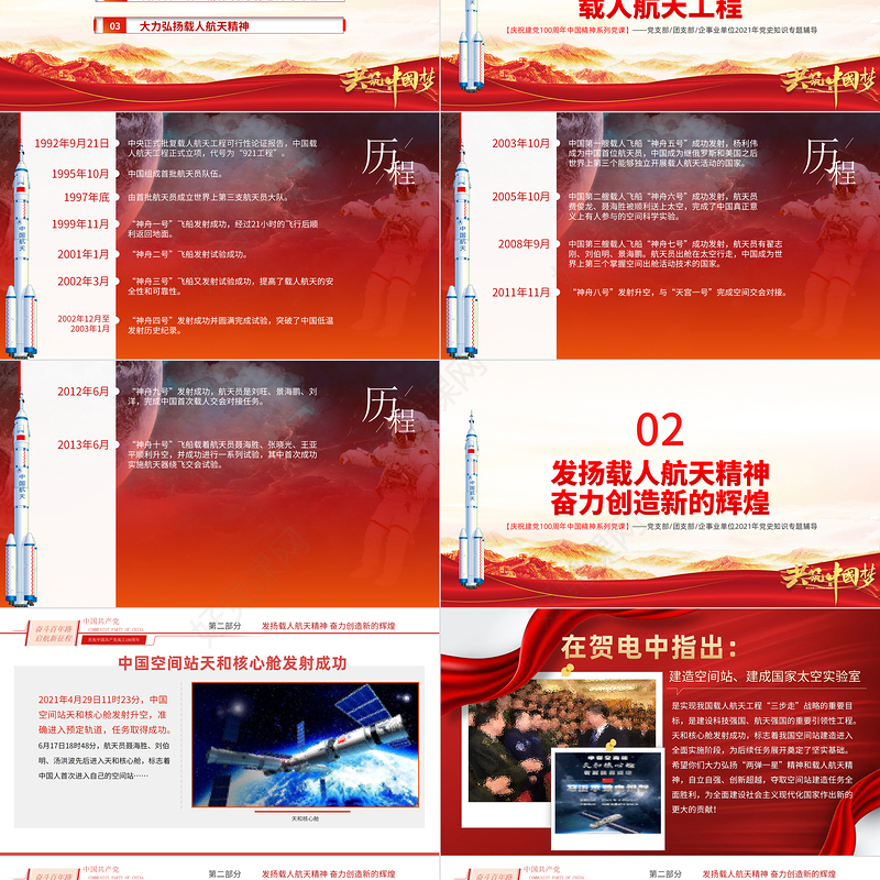 弘扬载人航天精神PPT弘扬革命传统赓续红色血脉凝聚奋进力量中国精神谱系专题讲座党课