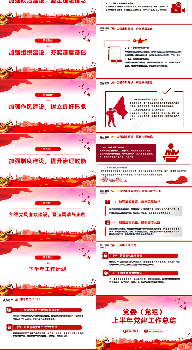 2025党委（党组）上半年党建工作总结PPT模板下载