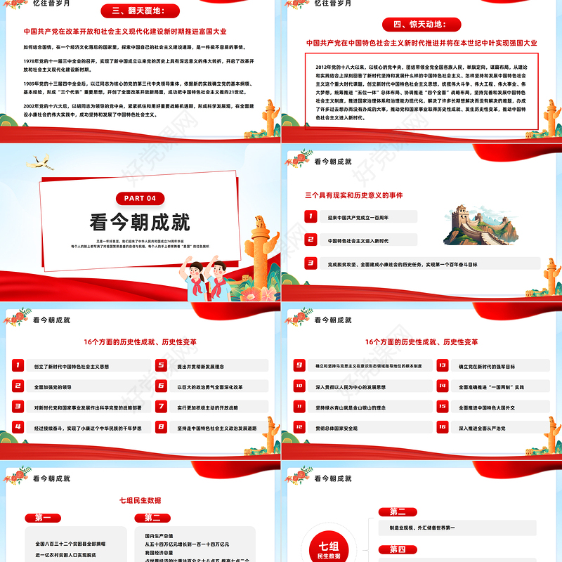 2024热烈庆祝新中国成立建国七十五周年PPT党课下载