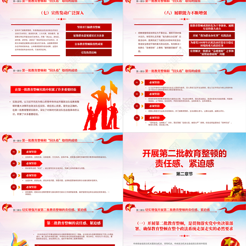 2021学习开展全国第二批政法队伍教育整顿PPT专题系列党课课件模板下载