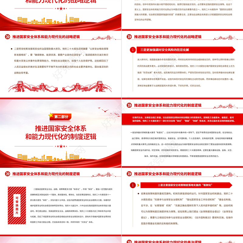 2023新时代推进国家安全体系和能力现代化的三重逻辑PPT大气精美风深入学习宣传贯彻党的二十大精神专题党课课件模板