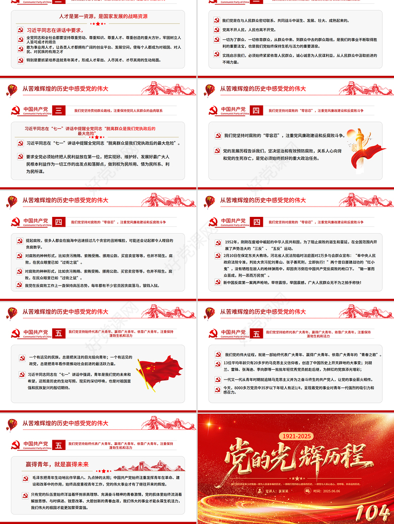 2025党的光辉历程PPT建党104周年党史学习教育党课课件