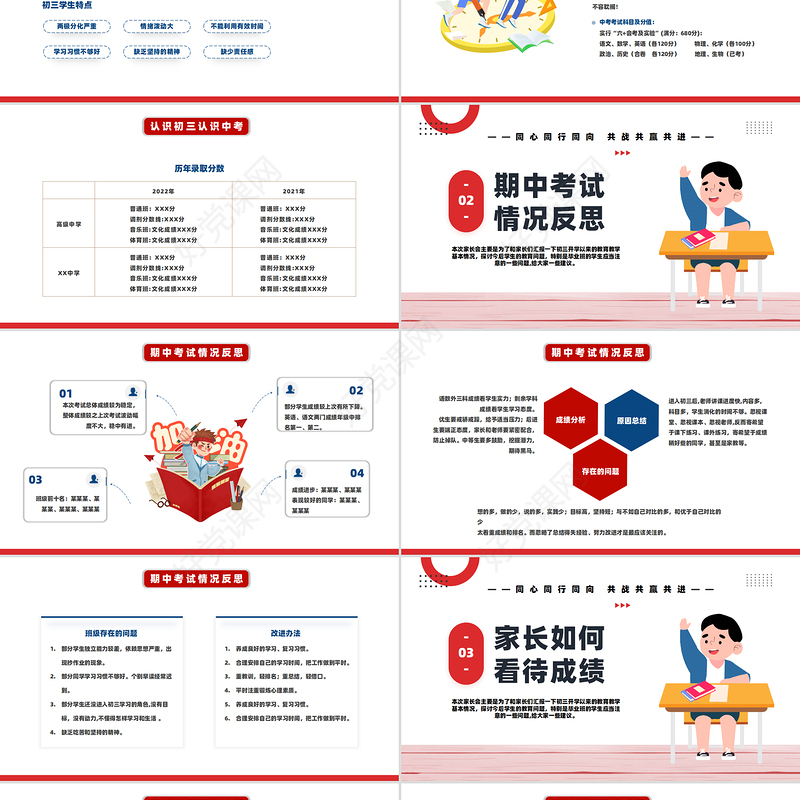 关于校园毕业班家长会PPT课件模板