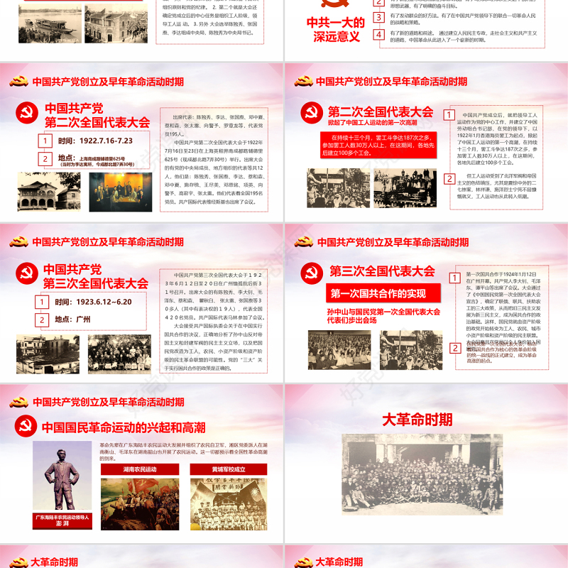 红色七一建党节中国共产党党史97年光辉历程党建党政PPT模板