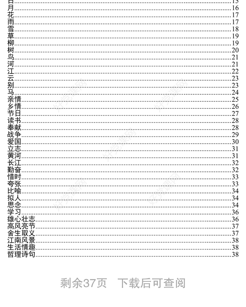 写材料常用古诗词分类