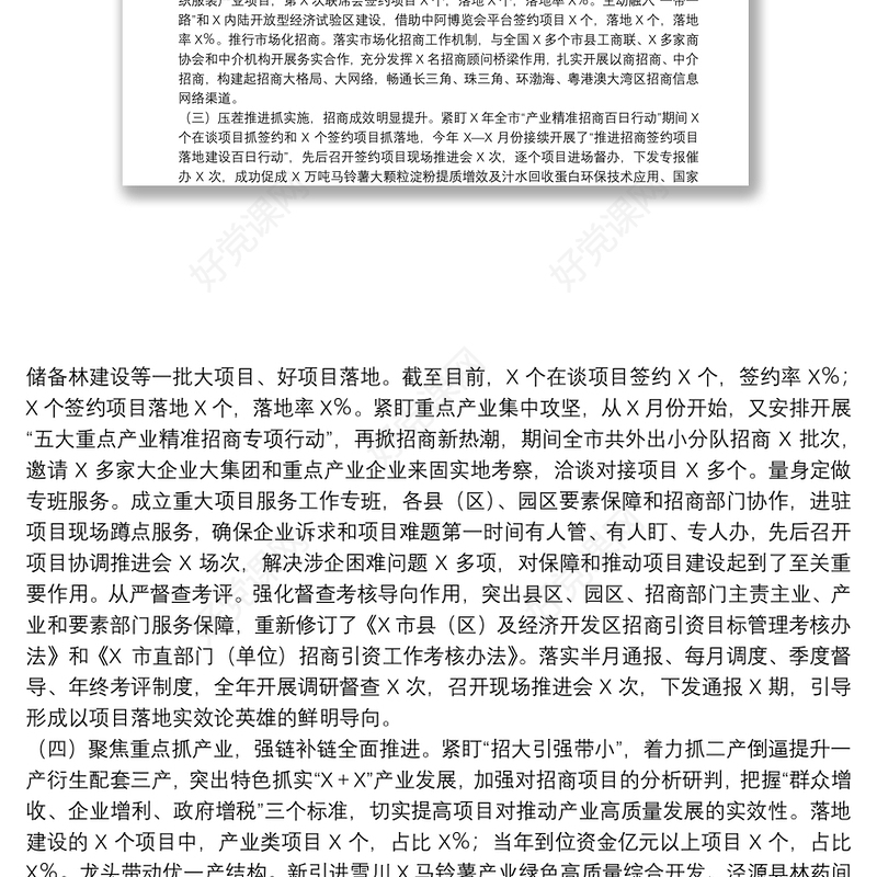 市商务局招商引资工作汇报