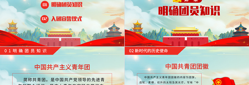青春献祖国永远跟党走PPT简洁党政风共青团入团宣誓仪式入团誓词团课课件