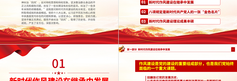 新时代作风建设的历史性成就PPT党政风党员干部作风建设学习教育专题党课课件