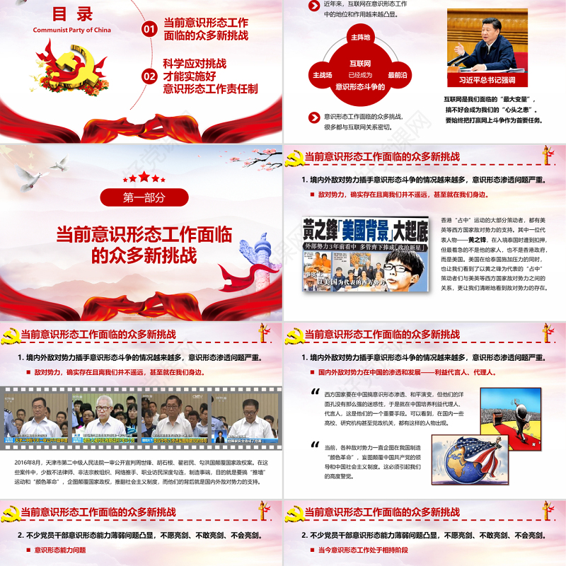 红色大气在应对挑战中实施好意识形态工作责任制ppt模板