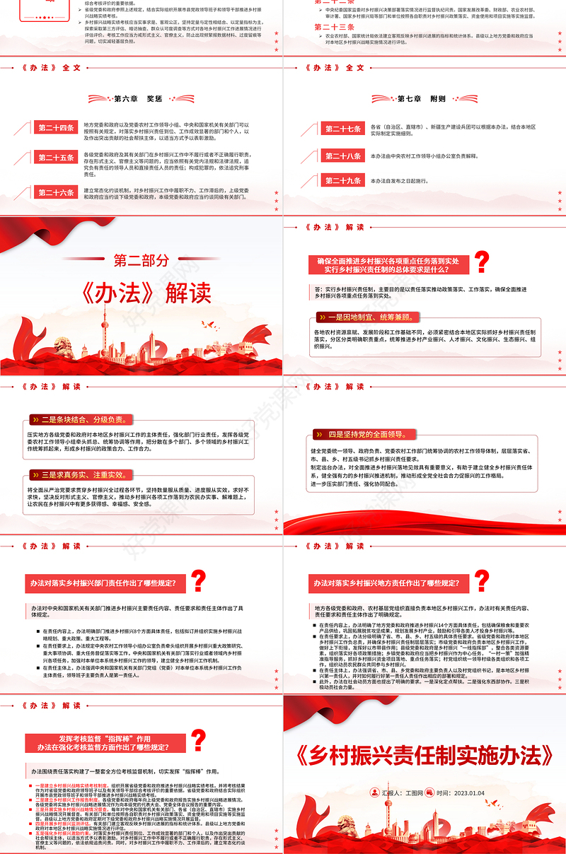2022乡村振兴责任制实施办法PPT简约党政风学习解读《乡村振兴责任制实施办法》专题课件