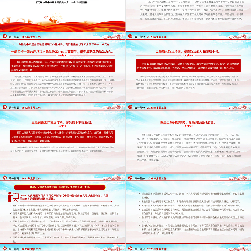 全国政协工作报告PPT红色党建风2024两会专题课件模版