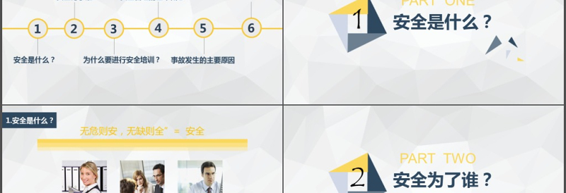 黄色简约菱形企业安全生产培训课件PPT